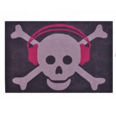 Wool Rug : Big Skull Fuchsia headphone Wool Rug : Big Skull Fuchsia headphone